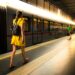 people walking at train station